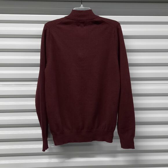 14th & Union Sweater Mens Small Burgundy Long Sleeve Cotton Cashmere Blend Zip - Picture 4 of 7